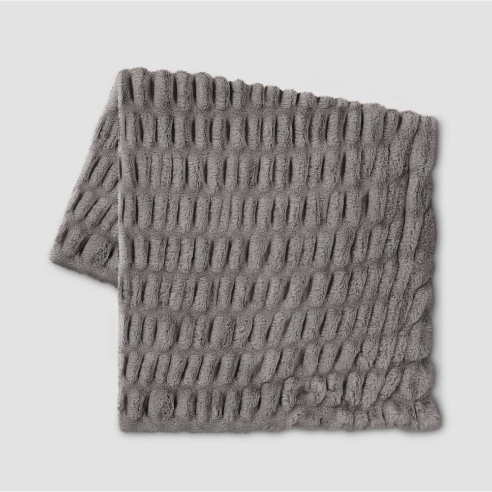 50"x60" Ruched Faux Rabbit Fur Throw Blanket - Threshold™